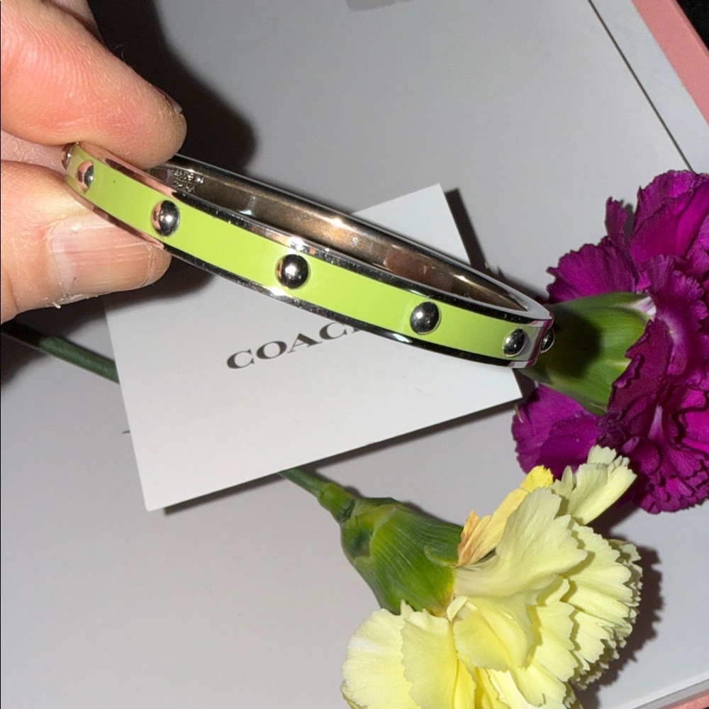 Coach Lime Green Studded Bracelet